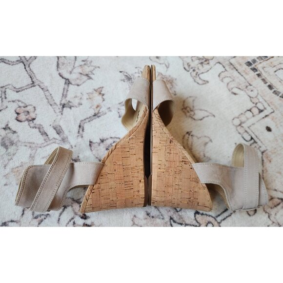 Sam Edelman Women's Sz. 8M Willow Taupe Wedge Ankle Strap Sandals - Picture 4 of 7